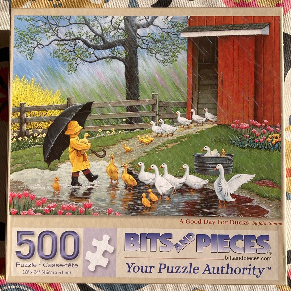 500 Piece Jigsaw Puzzle Bits and Pieces Rainy Day Duck Puzzle John Sloane